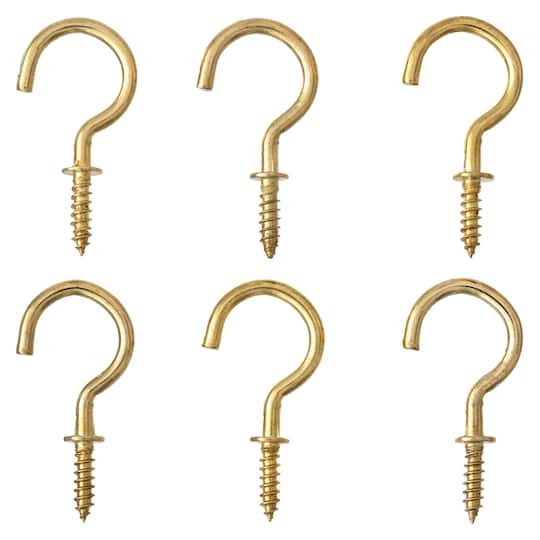 24 Packs: 8 ct. (192 total) 7/8&#x22; Brass Cup Hooks by Studio D&#xE9;cor&#xAE;